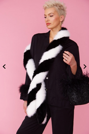 Faux fur black and white twist scarf