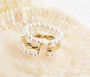 Pearl & Gold 3 Tier Ring