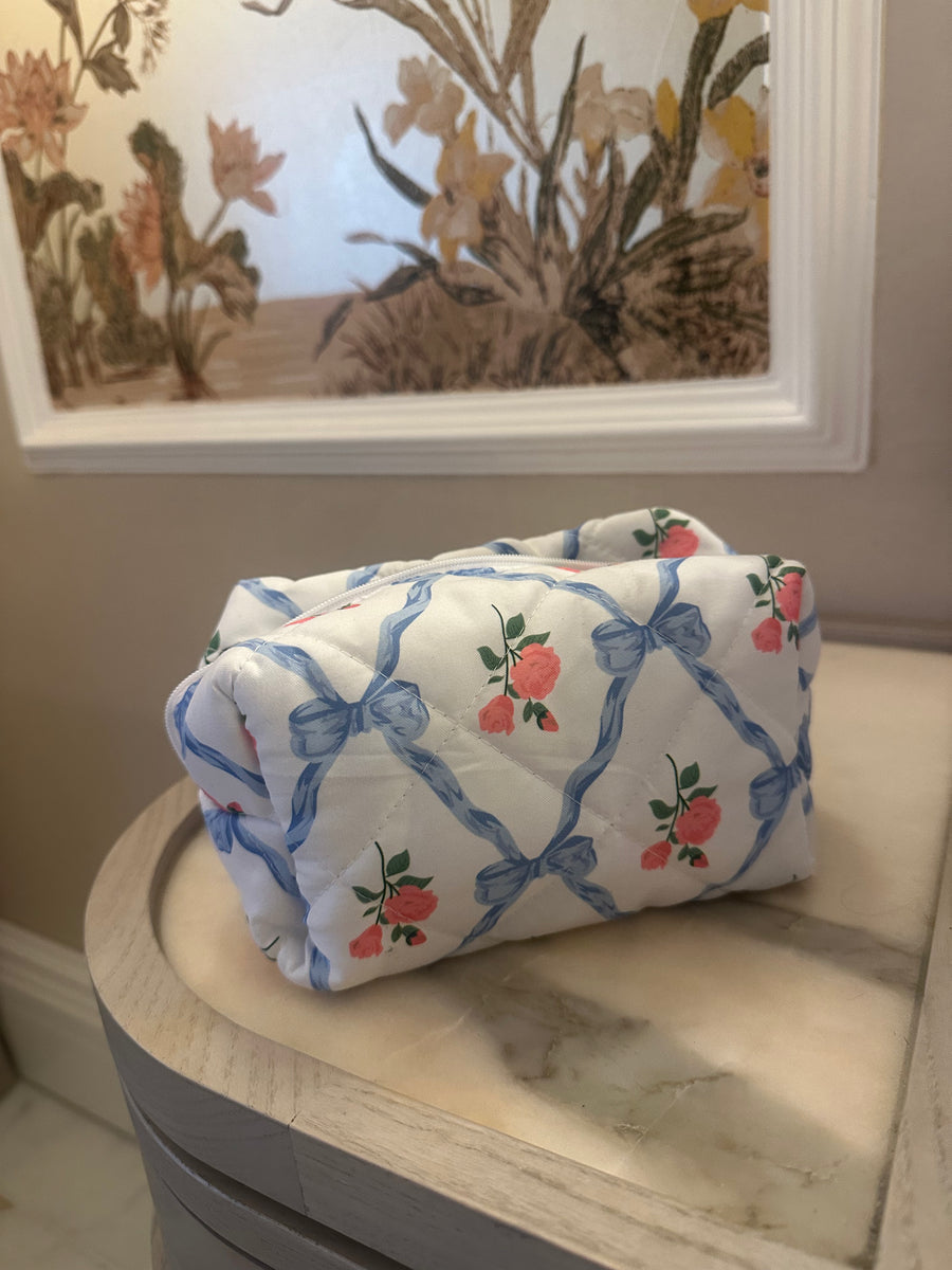 Bow and Rose detail canvas bag